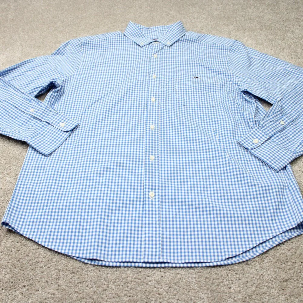 Vineyard Vines Shirt Men Large Blue Classic Fit Tucker Cotton Stretch L/S Button - Picture 3 of 14